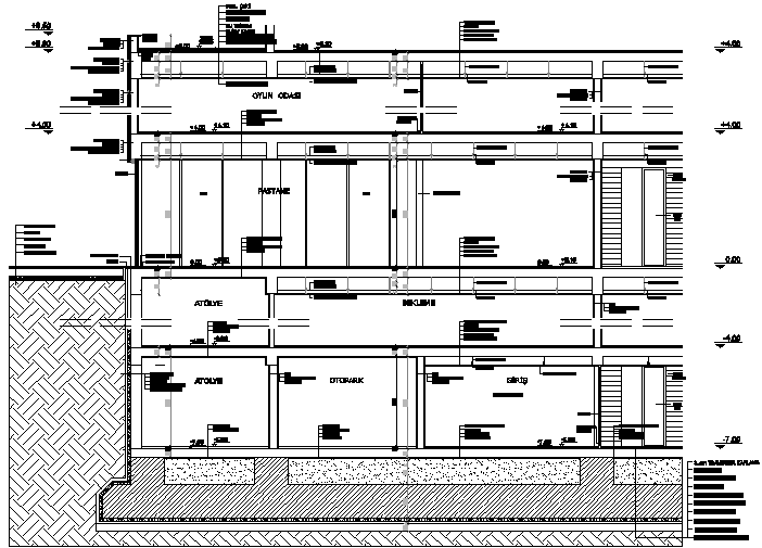 Detail of facade of the section dwg file