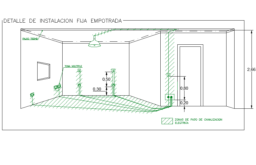 Detail of fixed installation recessed dwg file