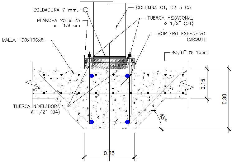 Detail of floating slab beam dwg file