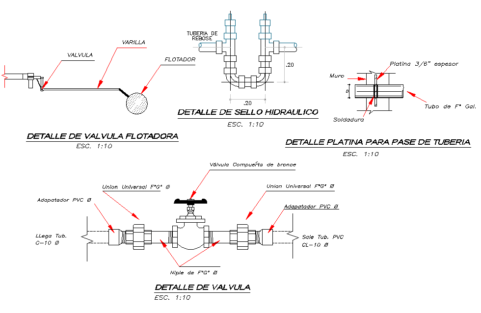 Detail of foot valve dwg file