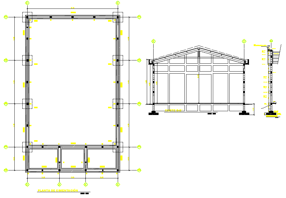 Detail of foundation plan and section dwg file