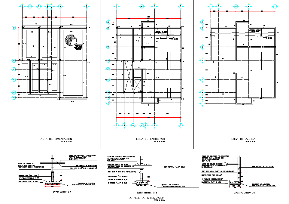 Detail of foundation plan autocad file