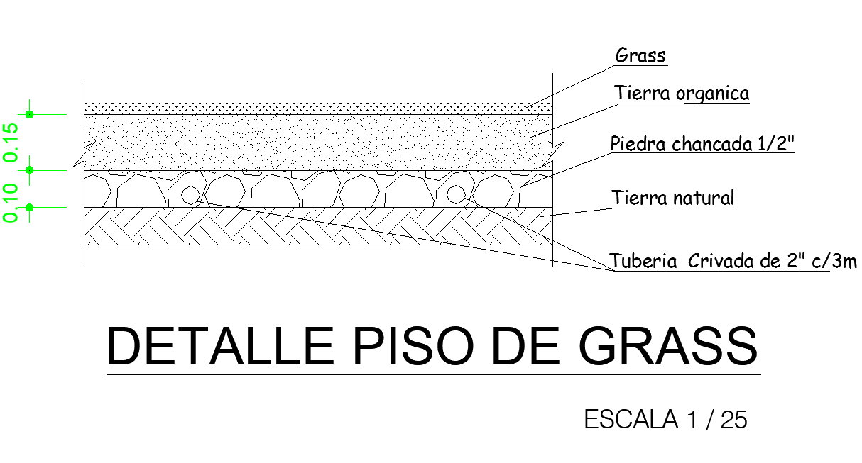 Detail of grass floor dwg file