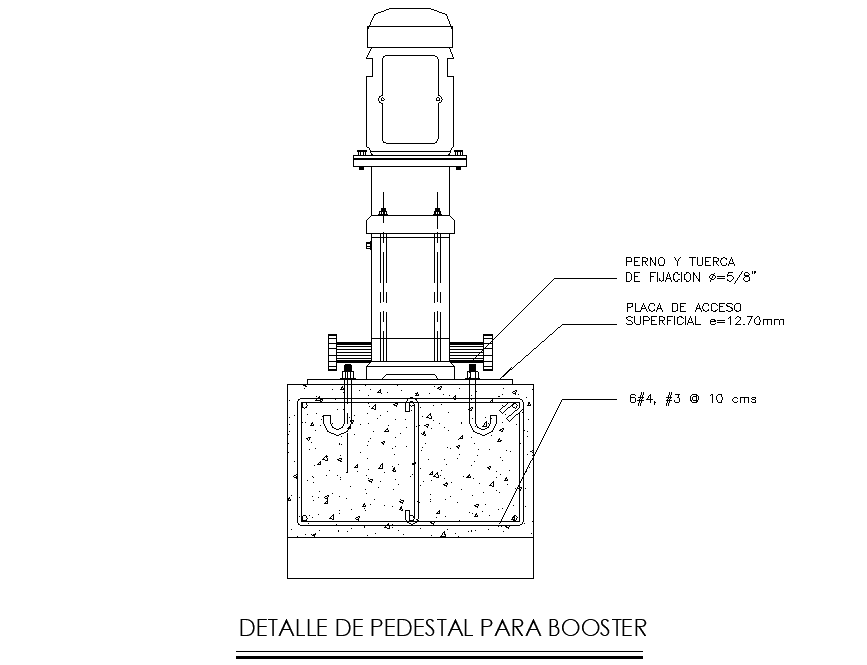 Detail of pedestal for booster dwg file