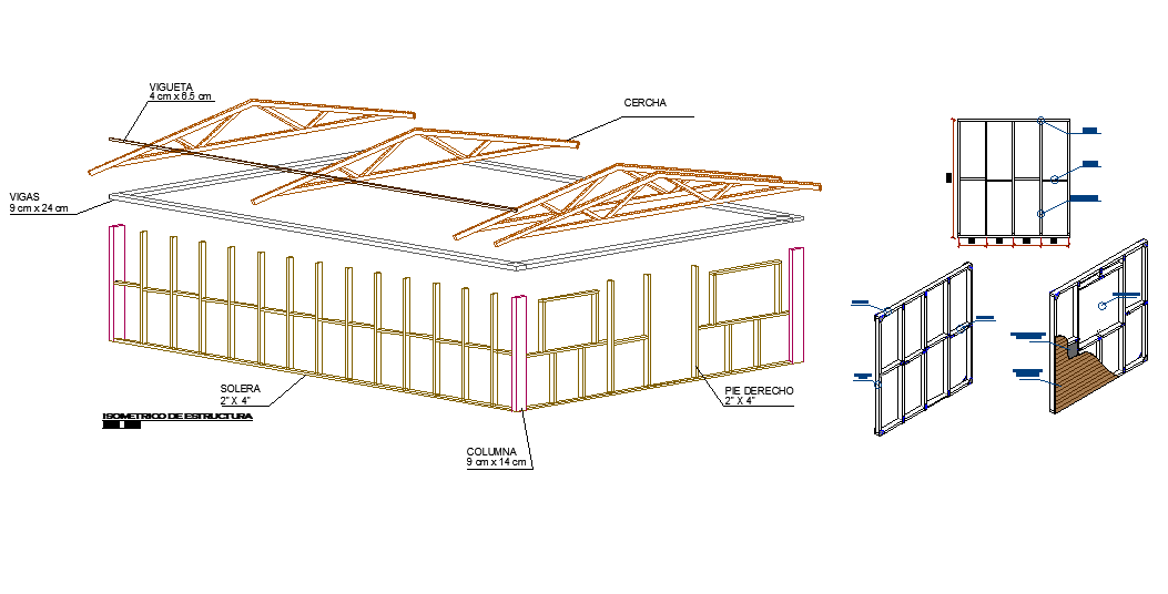 Detail of roof house plan dwg file