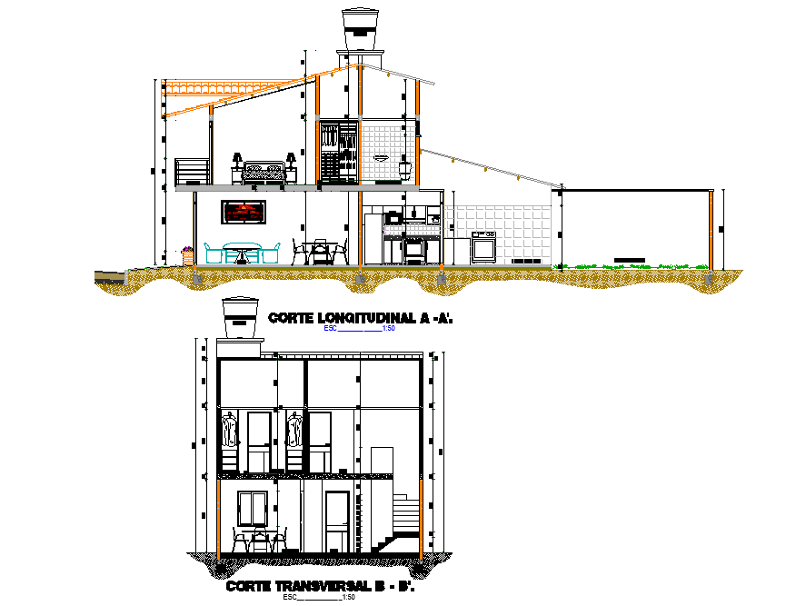 Detail of section home plan detail dwg file