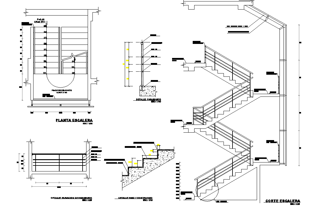 Detail of stair detail dwg file