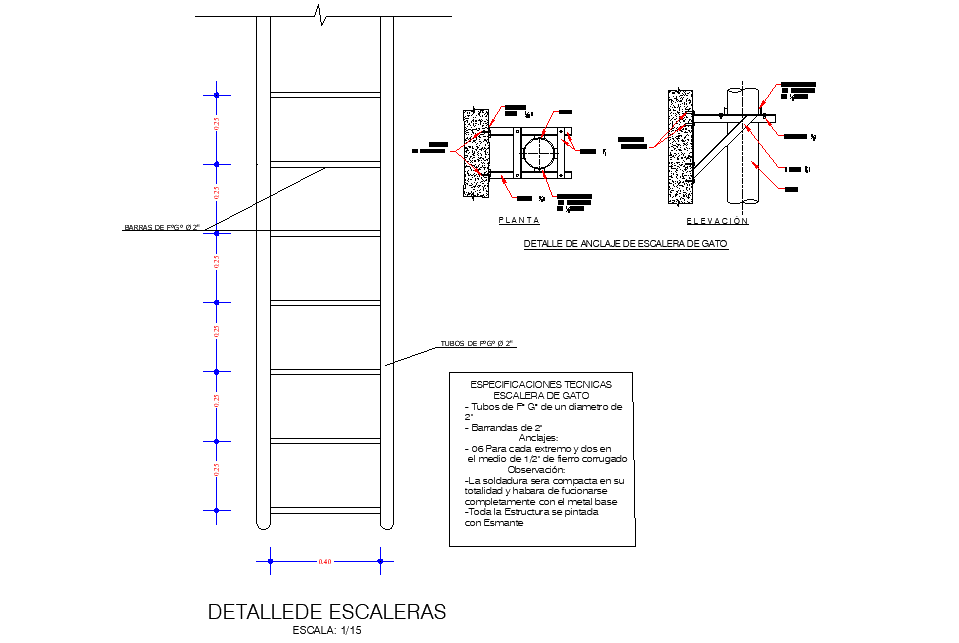 Detail of staircase dwg file