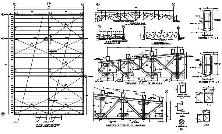 Detail of steel framing plan 