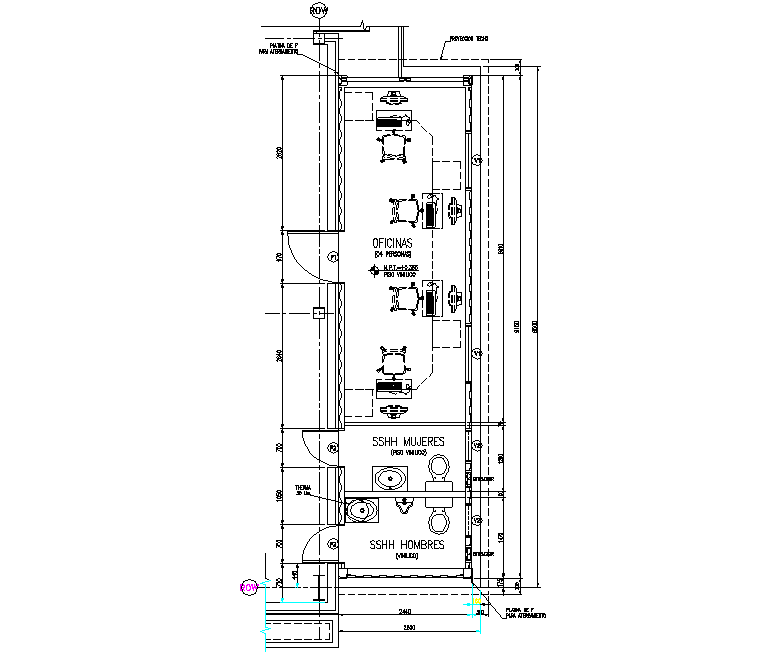 Detail office plan dwg file