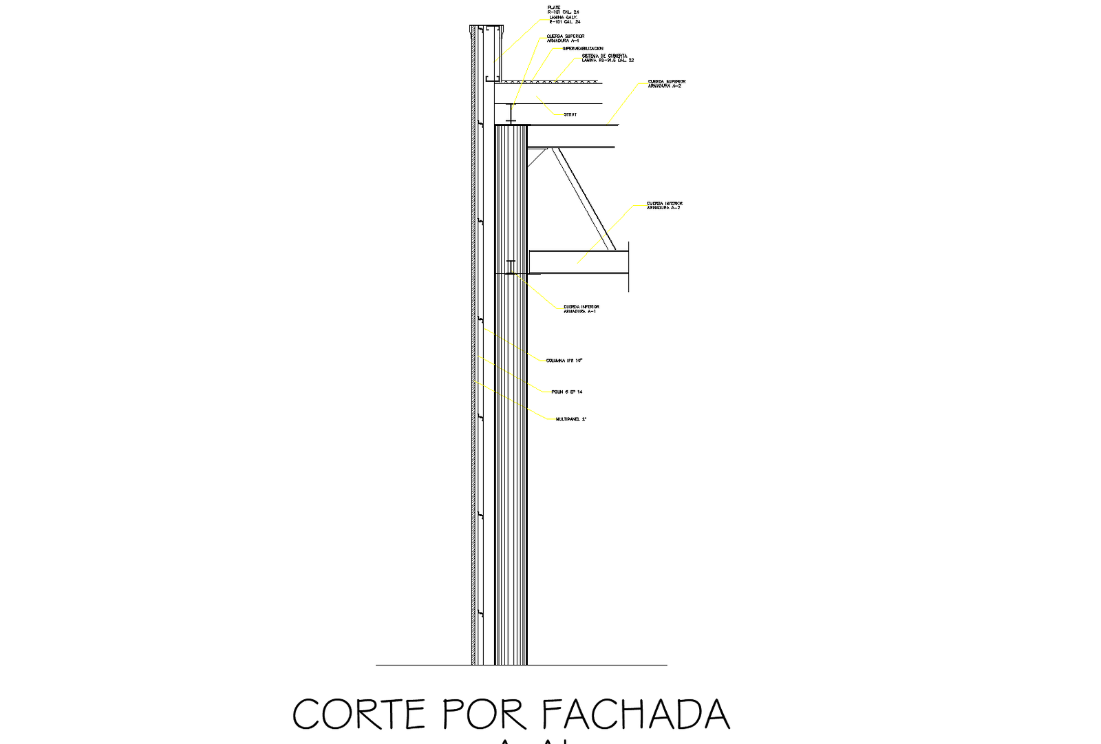 Detail roof metallic structure plan detail dwg file.