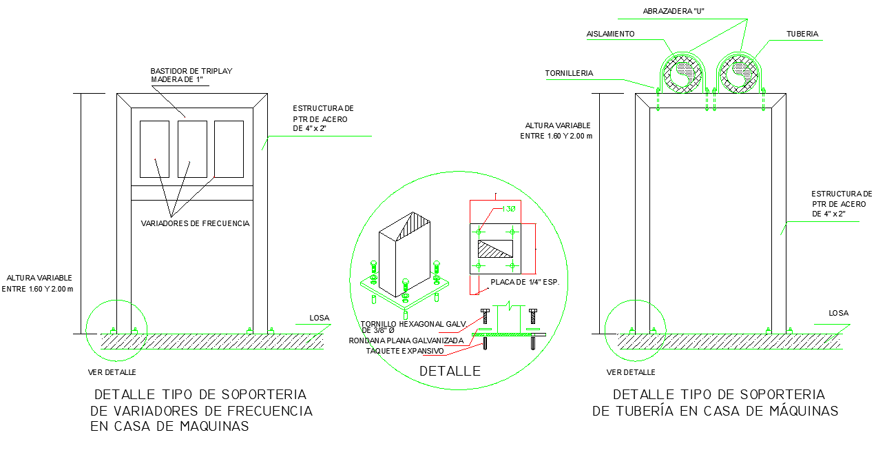 Detail type of pipeline operations in the machine house dwg file