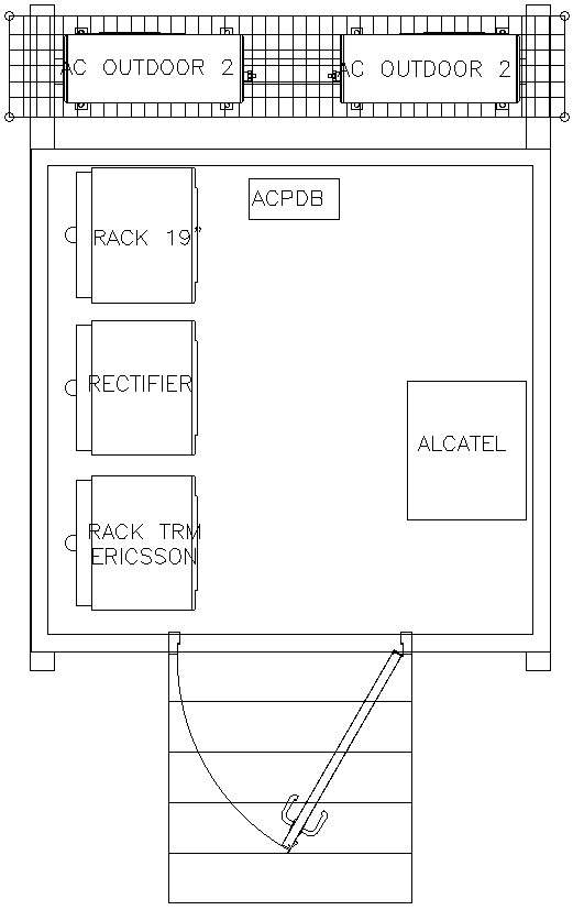 Detail drawing of tower cabin in AutoCAD 2D