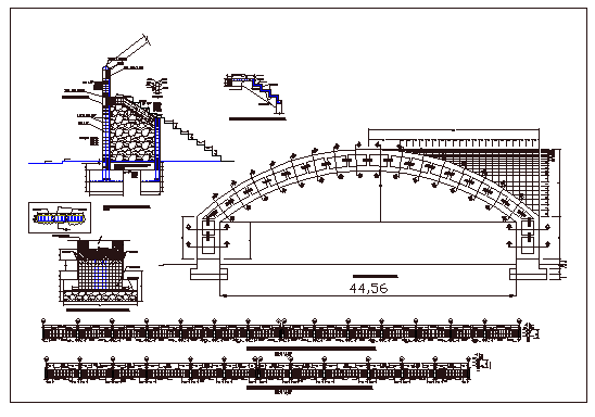 Detailed constructive view of perimeter fence surrounding garden and gate dwg file
