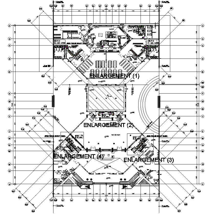 Detailed Ground Floor Plan with Water Supply System CAD Drawing