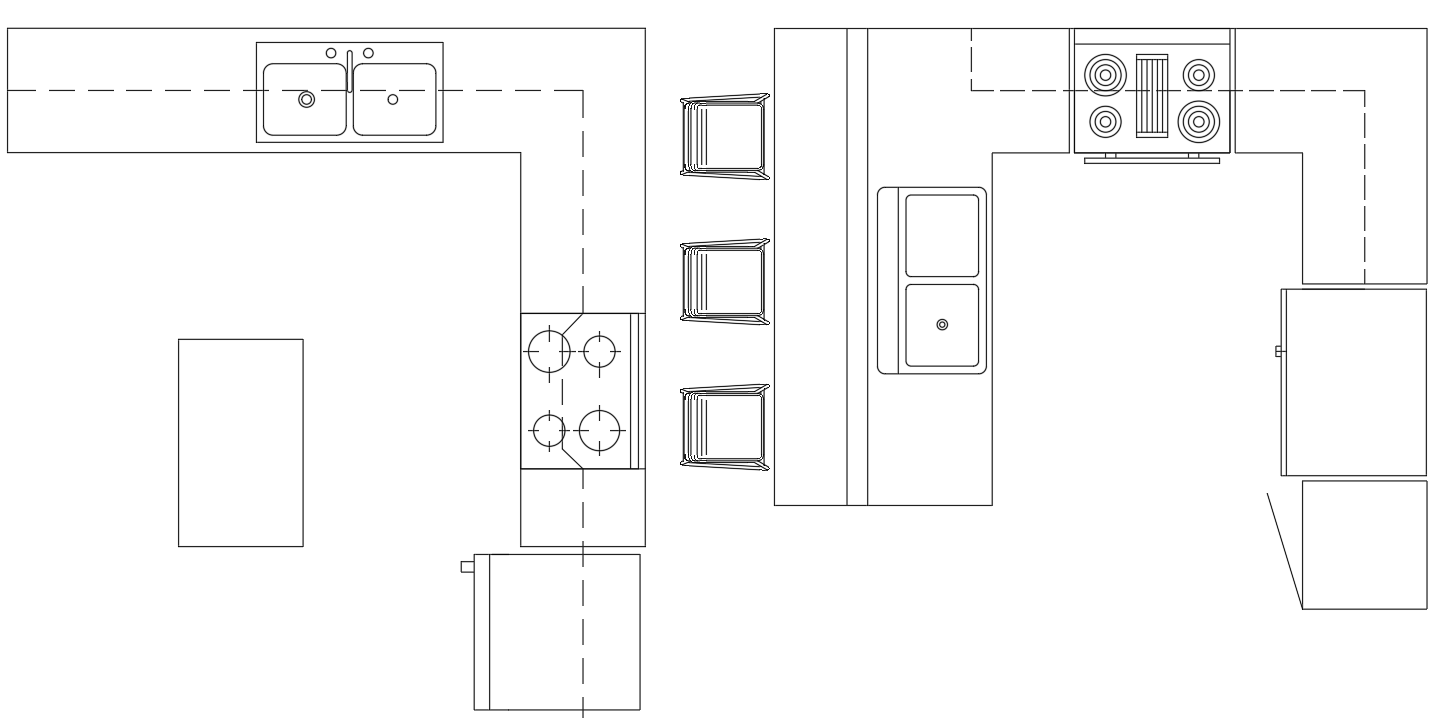 Detailed L-Shaped Kitchen Layout Plan In AutoCAD DWG File