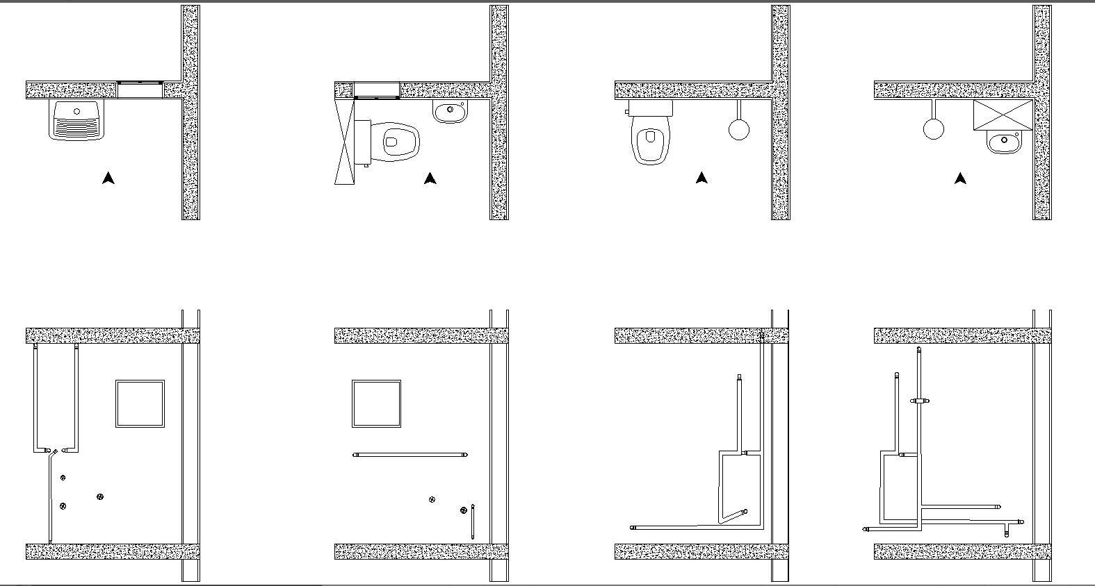 Detailed Layout Plans for Bathroom and Toilet Design CAD Drawing DWG File
