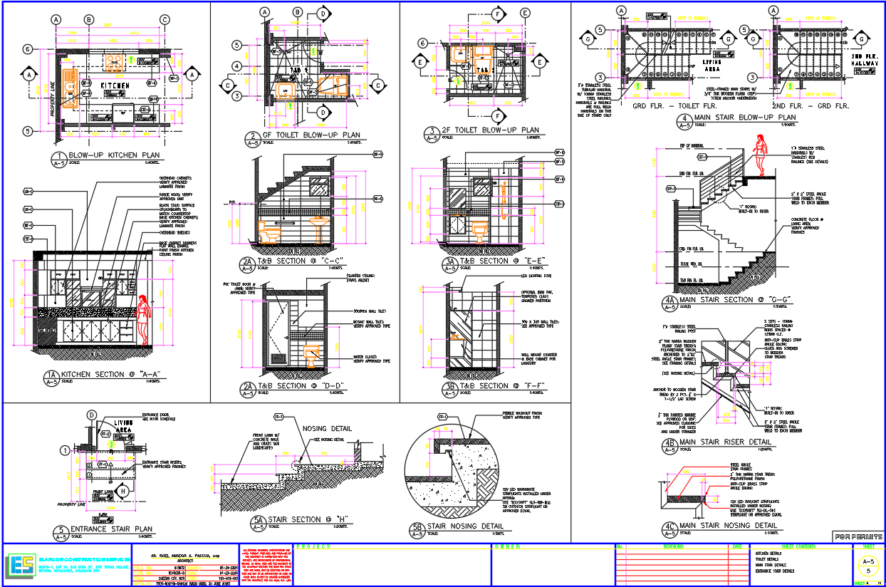 Residential Design Section & Blow-Up Plans DWG | Cadbull