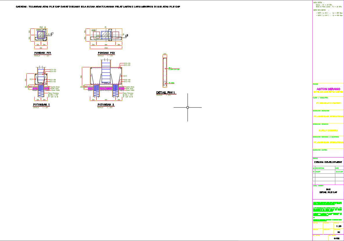 Detailed design of foundation pile cap in AutoCAD 2D drawing, CAD file, dwg file