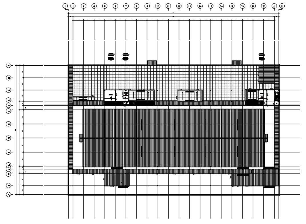 Detailed design of roof plan of the factory in AutoCAD 2D drawing, CAD file, dwg file