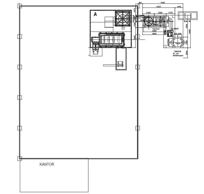 Detailed plan of incinerator factory in AutoCAD 2D drawing, dwg file, CAD file