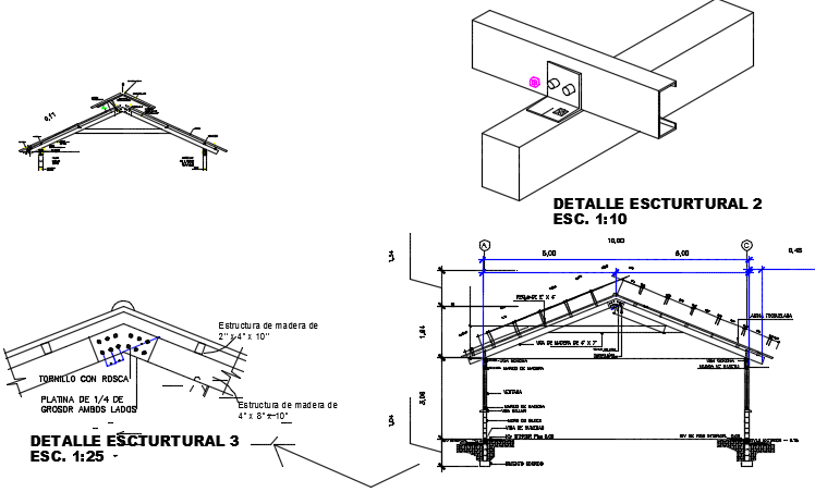 Detailing structural roof dwg file