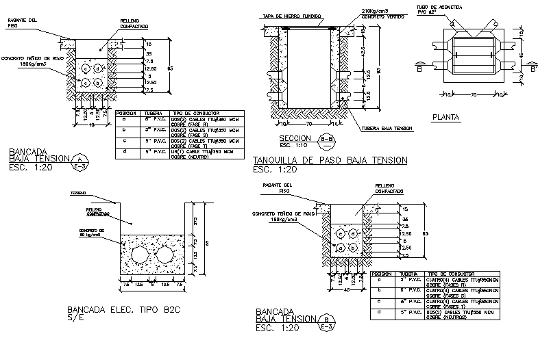 Details bench low tension dwg file