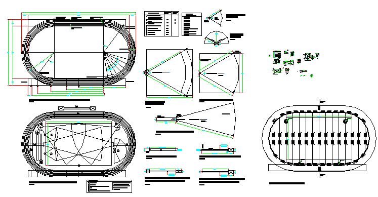 Details of athletics track design drawing