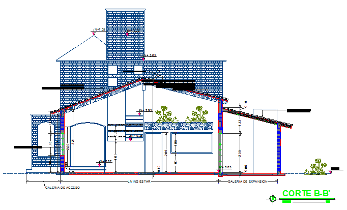 Details of beams and ceramic bricks.