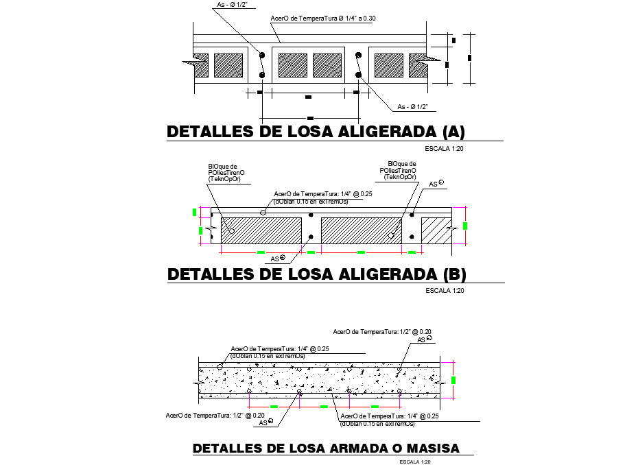 Details of lightweight slab dwg file