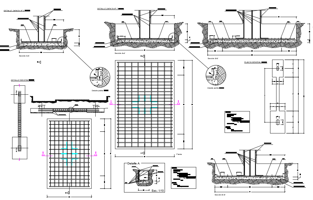 Details of superficial foundation dwg file