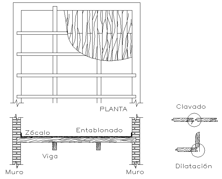 Details of wooden mezzanine 
