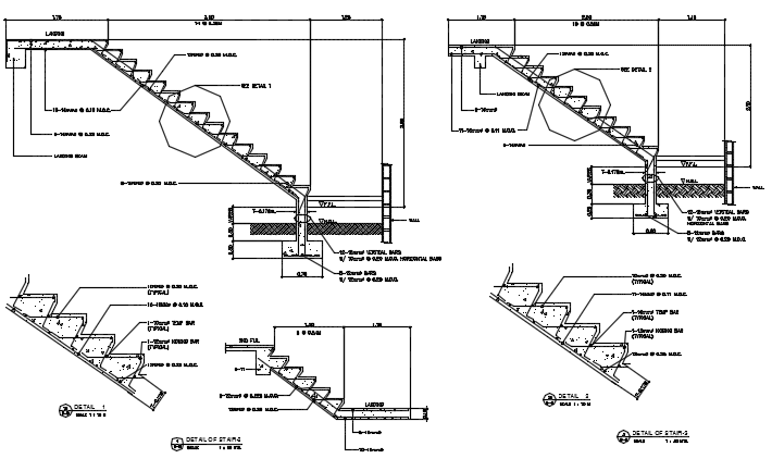 Details stair section detail dwg file