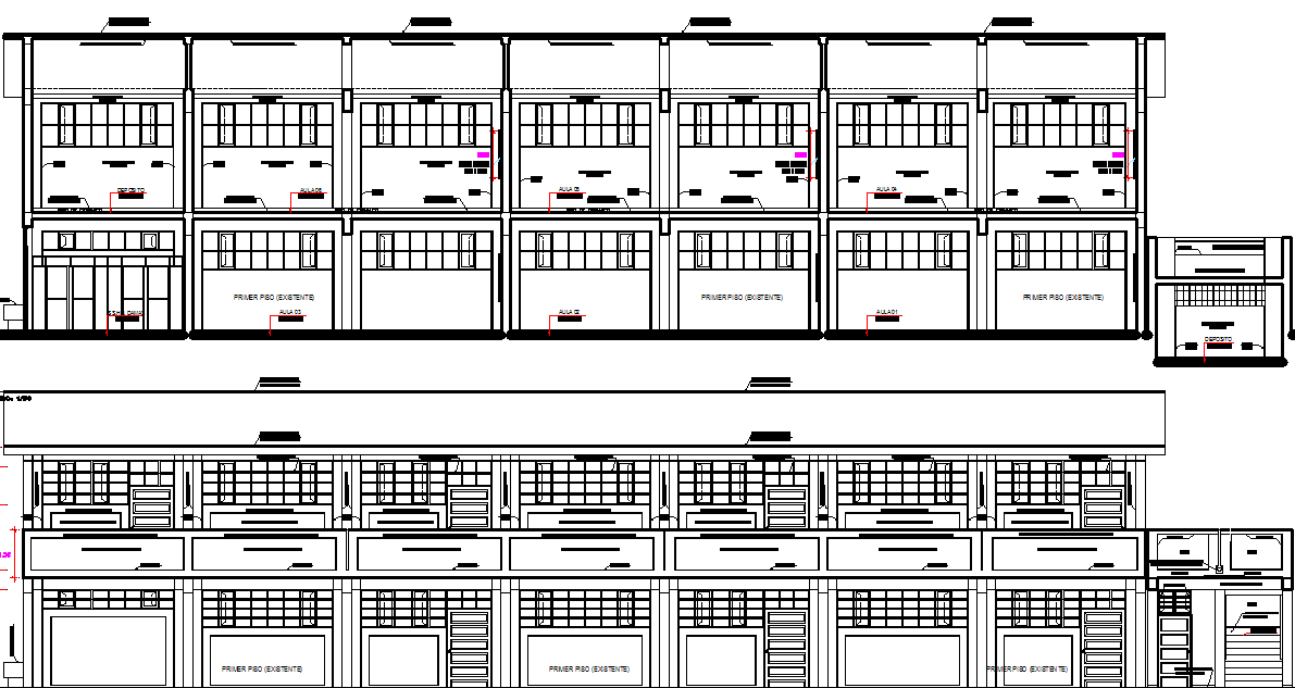 Developing school elevation details dwg file