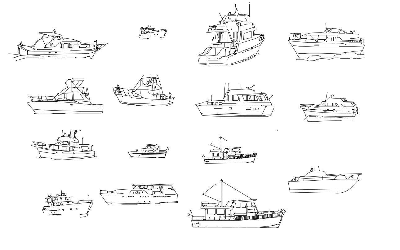 Different Types Of Ships AutoCAD File Free Download 