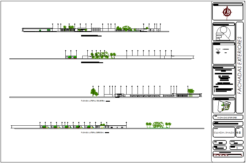 Different elevation view of hospital dwg file