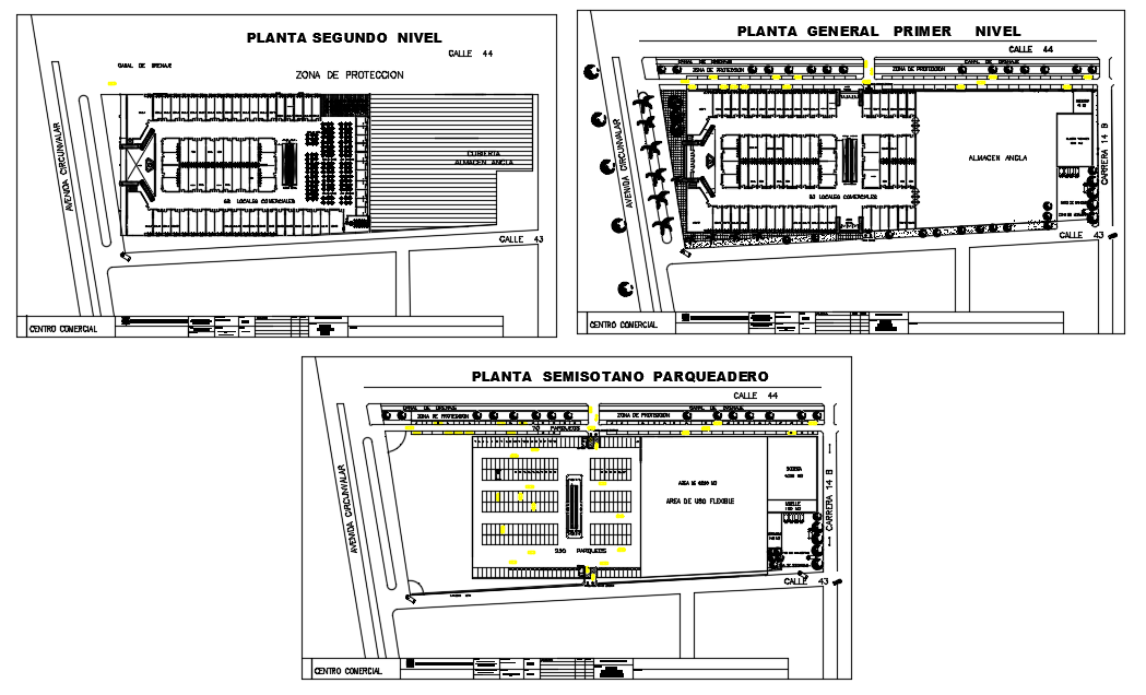 Different layout Shopping center dwg file