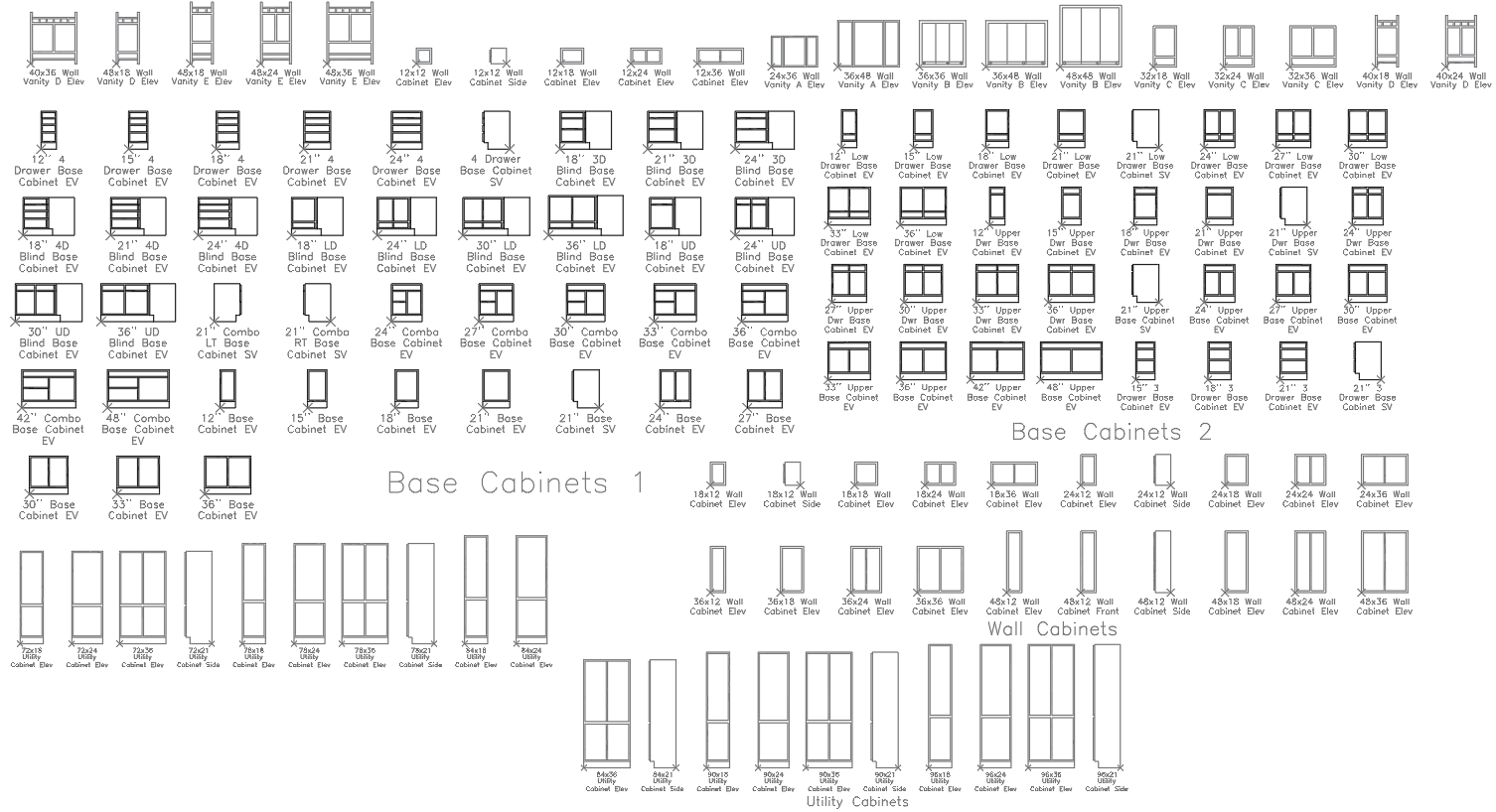 Different Types Of Kitchen Cabinet Furniture Blocks In DWG File