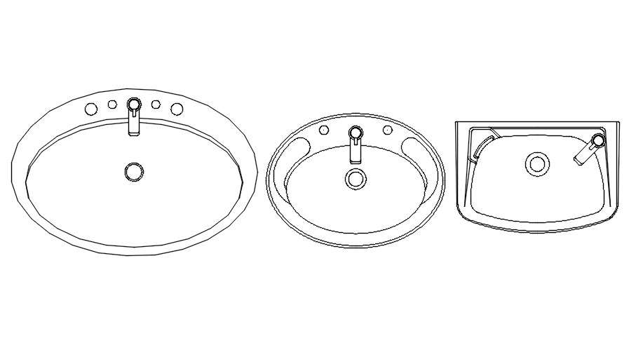Different types of sink cad blocks in AutoCAD, dwg file.