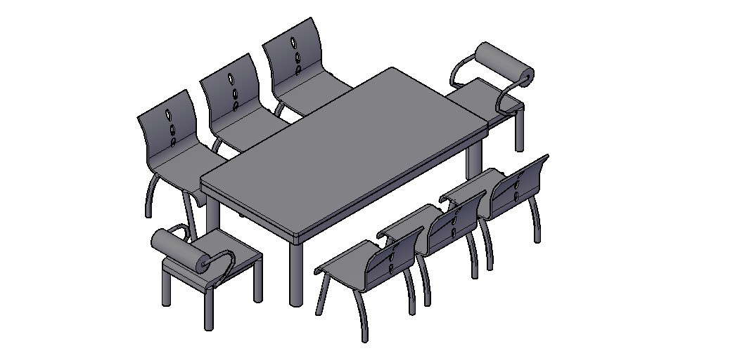 Dining Table 3D Model In DWG File