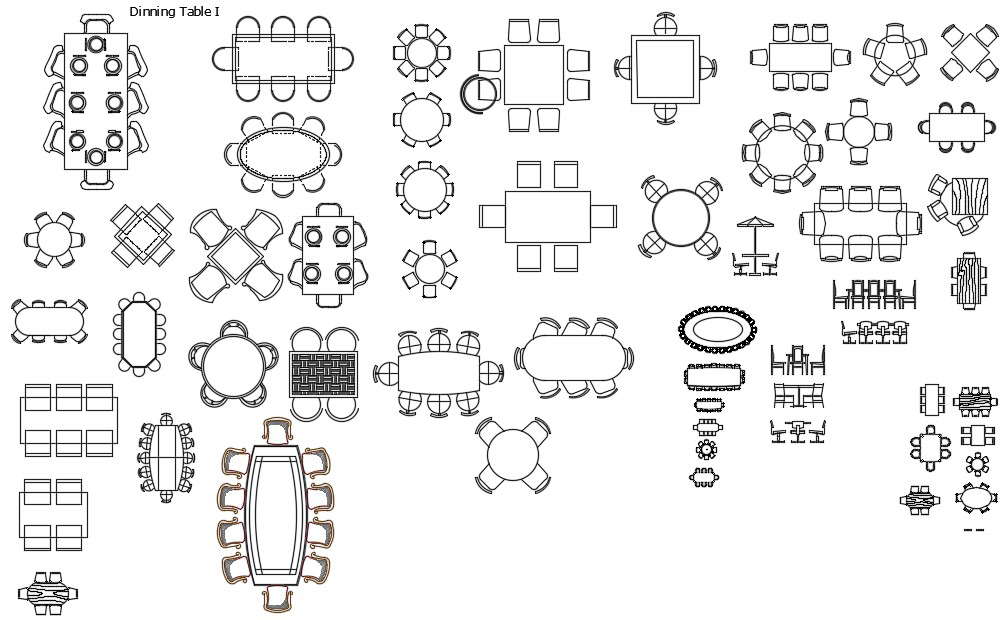 Dining Table Set Cad Block
