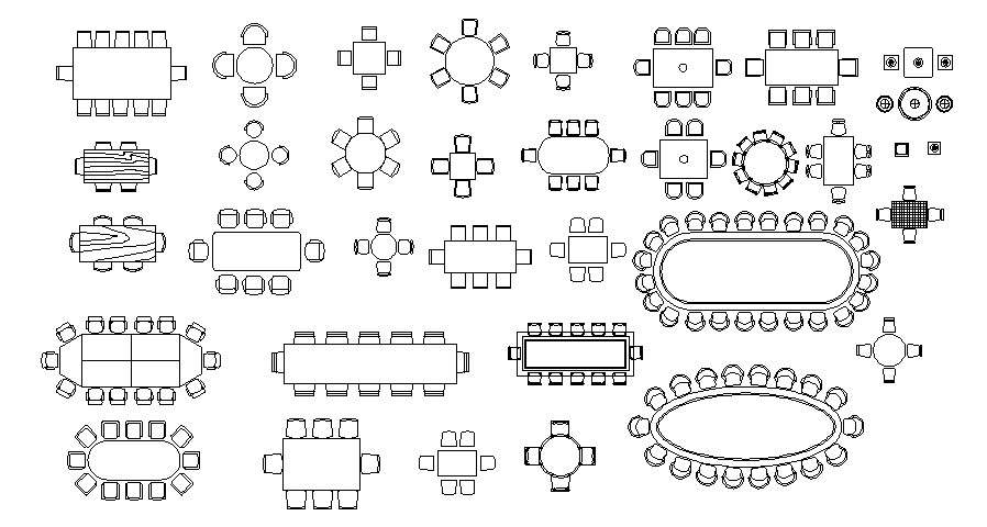 Dining Tables Free CAD drawings