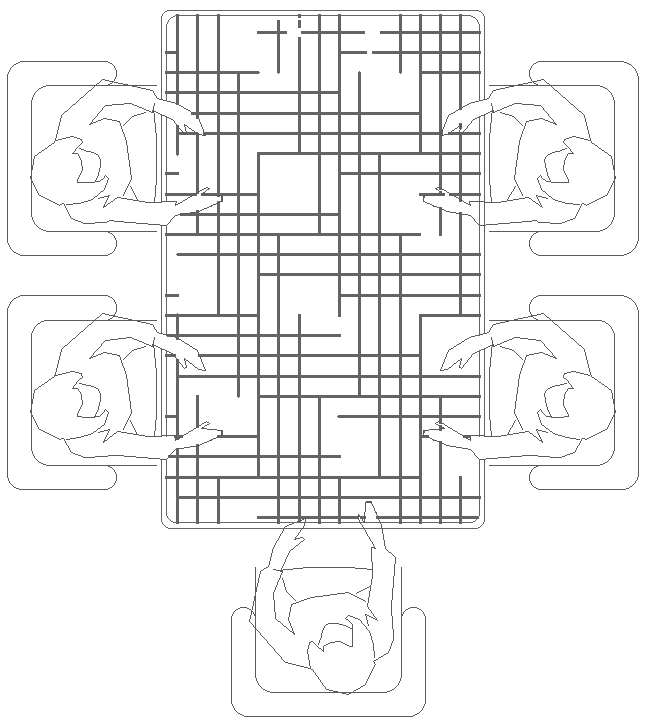 Dining Table Top View DWG for Furniture Layout Design