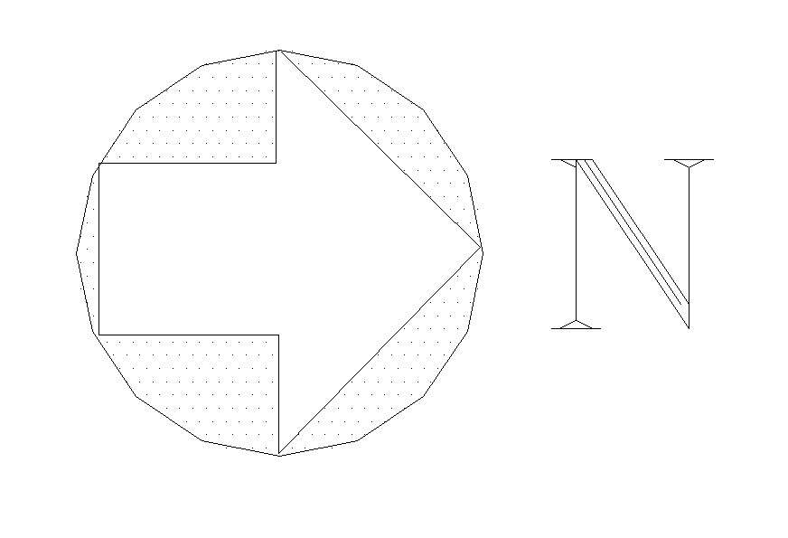 Direction indicator CAD logo and symbol layout file in autocad format