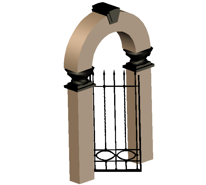 Door design view with designer column in 3D