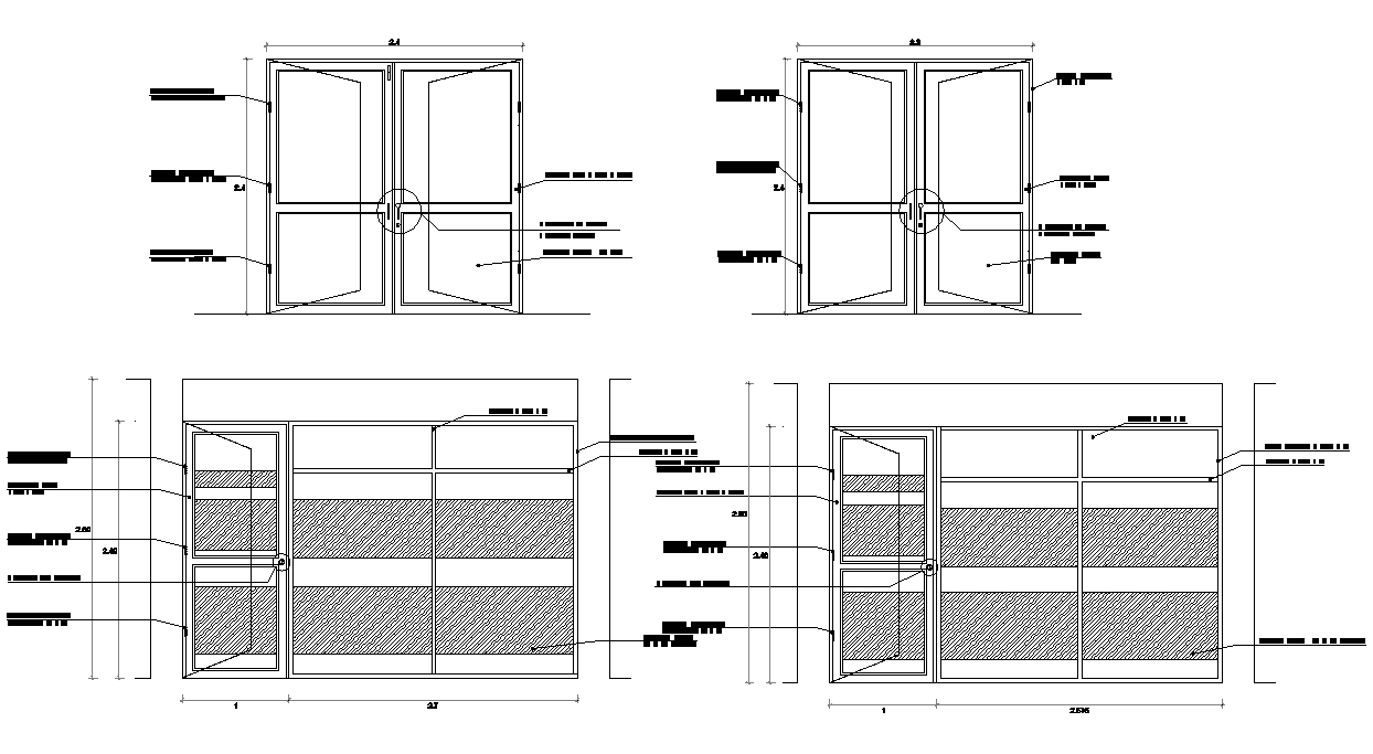 Door elevation and plan detail dwg file