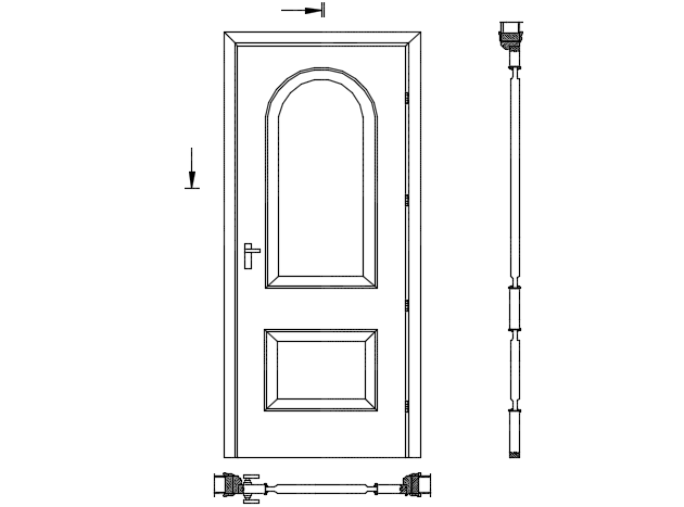 Door elevation and section detail dwg file