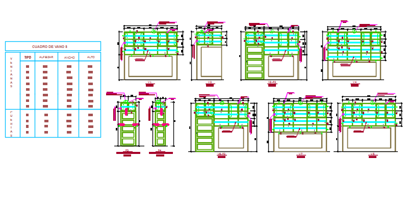 Door elevation detail working plan detail dwg file