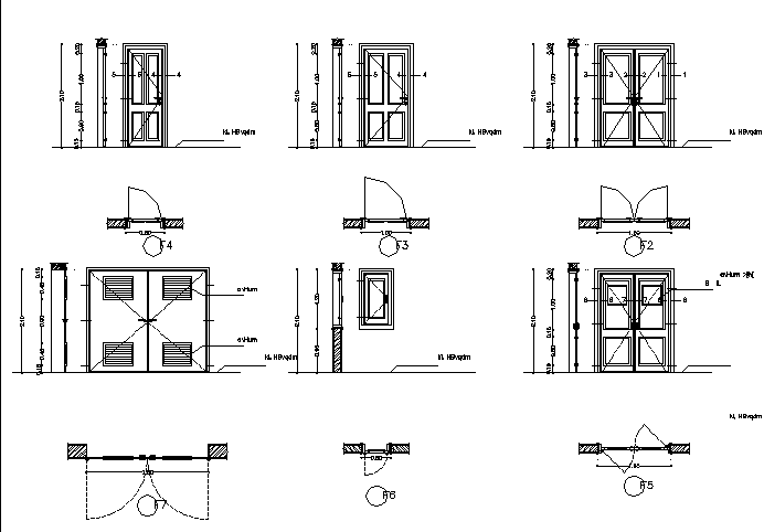 Door model with installation details dwg file