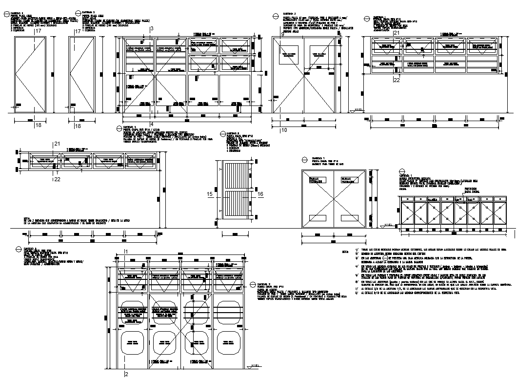 Door plan and elevation detail dwg file